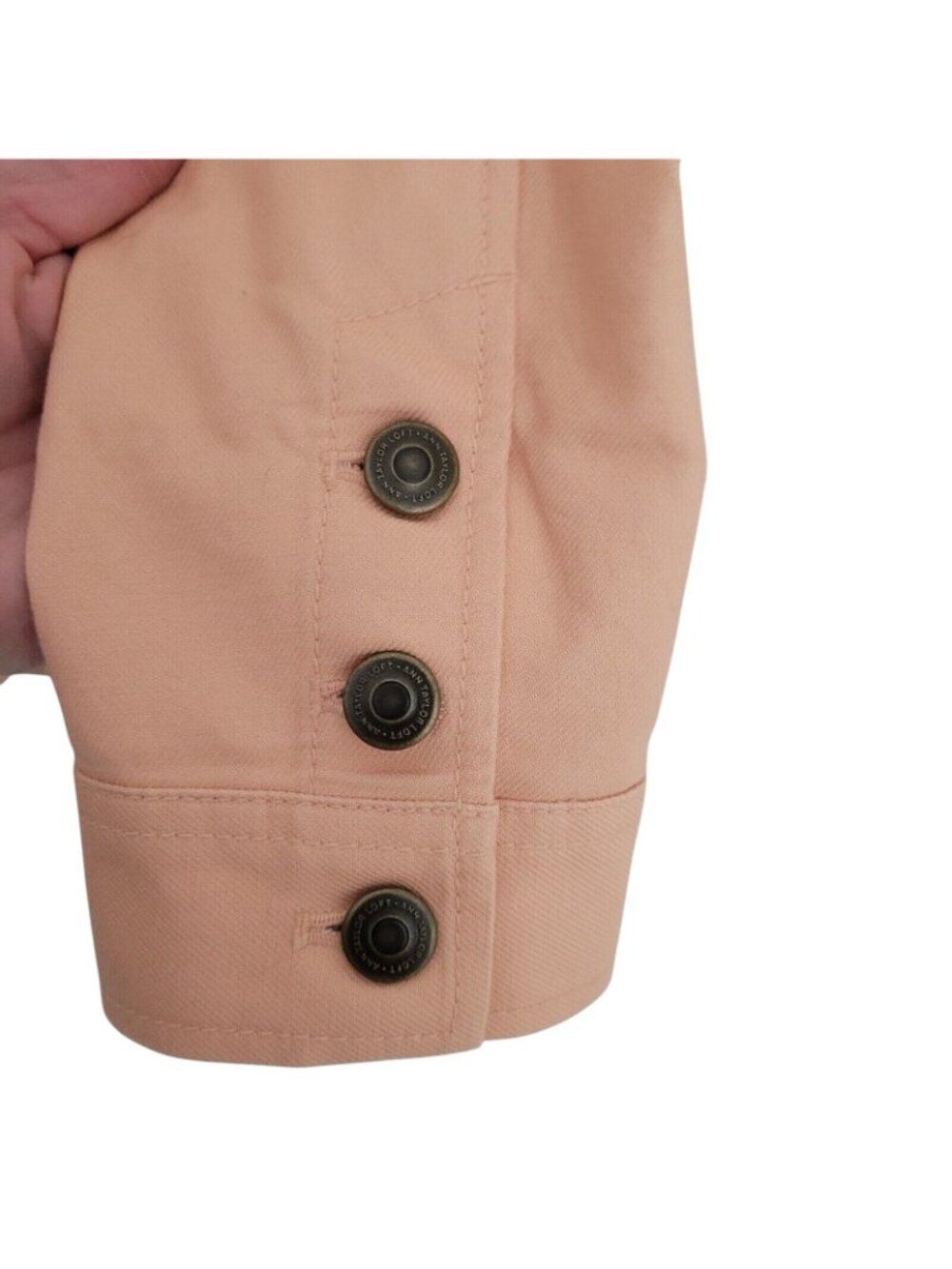 Ann Taylor Loft Lightweight Jacket Womens Size 4 Peach Pockets 3 Button Casual - Picture 10 of 12